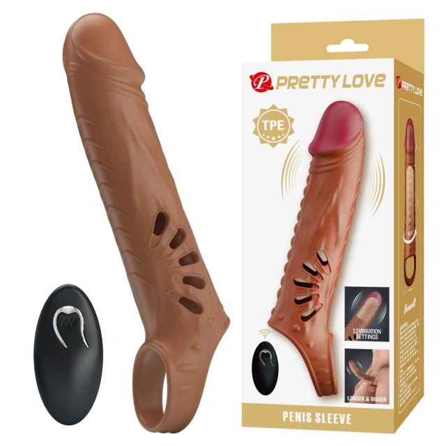 Proteza Penisa Strap-on Penis Sleeve 12 Vibration Settings Pretty Love 12 Trybów Wibrujący | 100% ORYGINAŁ| DYSKRETNA PRZESYŁKA